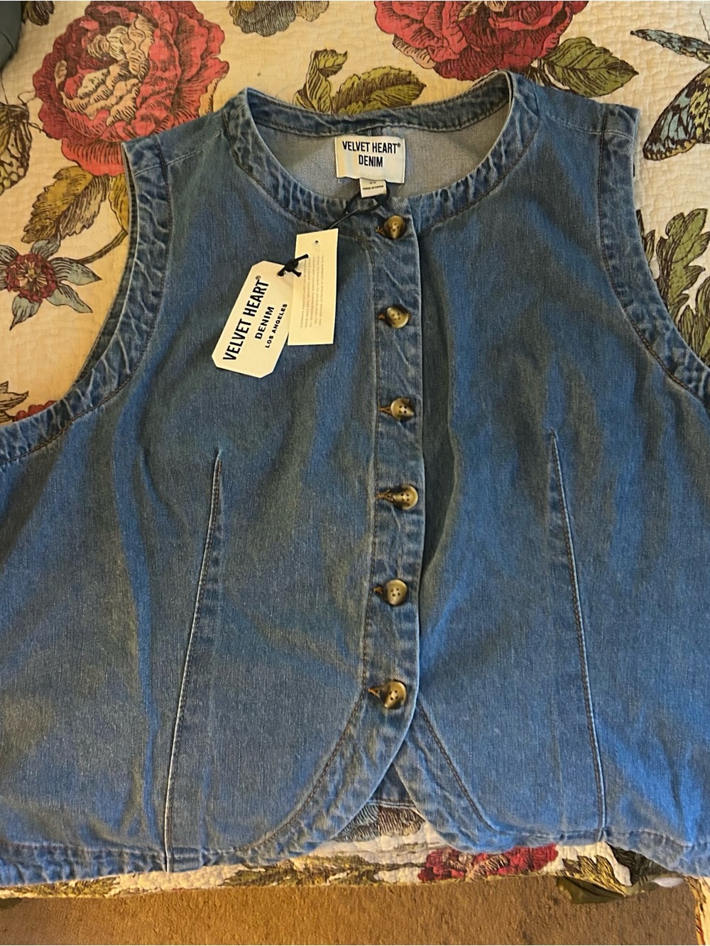 Denim Button-Front Vest - Picture 4 of 4